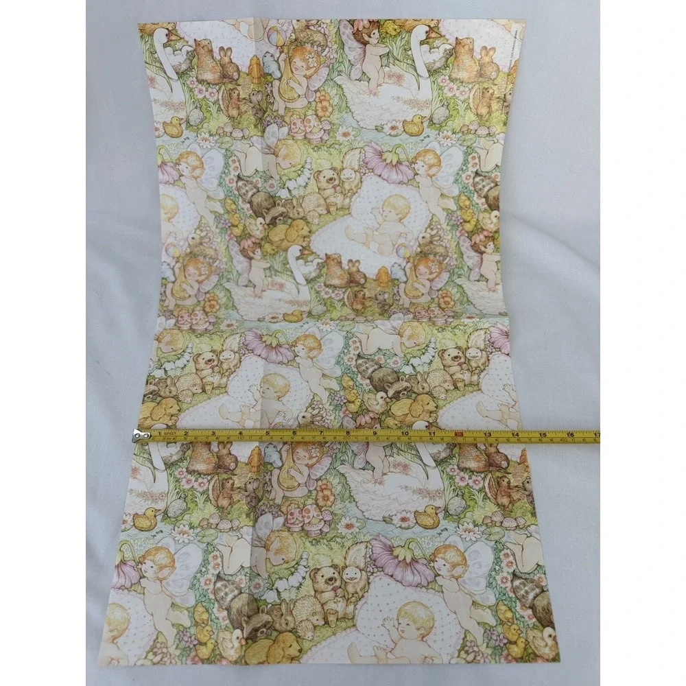 Vintage Wrapping Paper Gift Wrap Baby Shower Lot Babies Stork Bunnies
